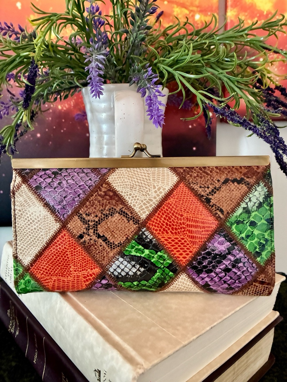 Colorful Patchwork Kiss-Lock Wallet - Picture 2 of 7